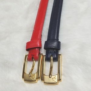 Two Liz Claiborne Leather Belts, Vintage Red, and Blue Size Large